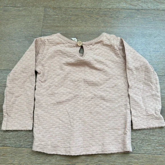 Quincy Mae Pointelle Long Sleeve Set in Blush Pink | size 12-18M - Picture 4 of 5